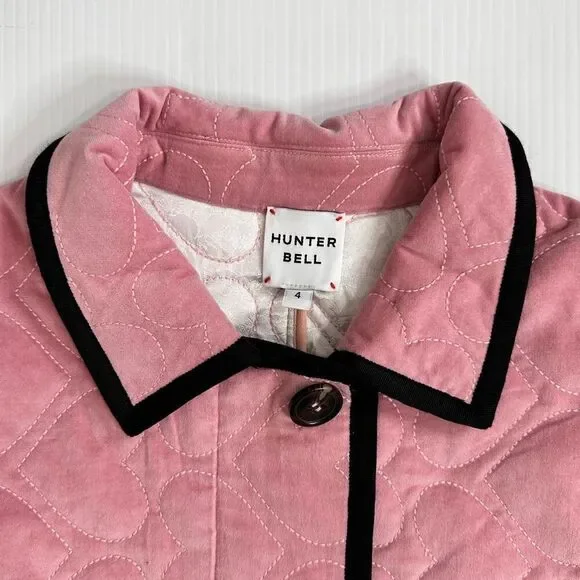 Hunter Bell Hightower Coat Pink Heart Quilted Velvet Factory Sample Sz 4 - Picture 10 of 16